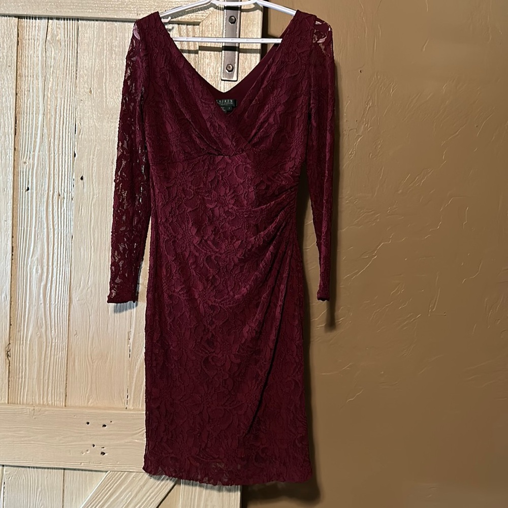 Lauren Ralph Lauren Maroon Dress Size 6 NWT